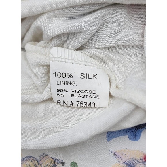 Bellambra 100% Silk Italian Floral Peasant Sheer Lined Blouse Top Size L - Picture 10 of 10